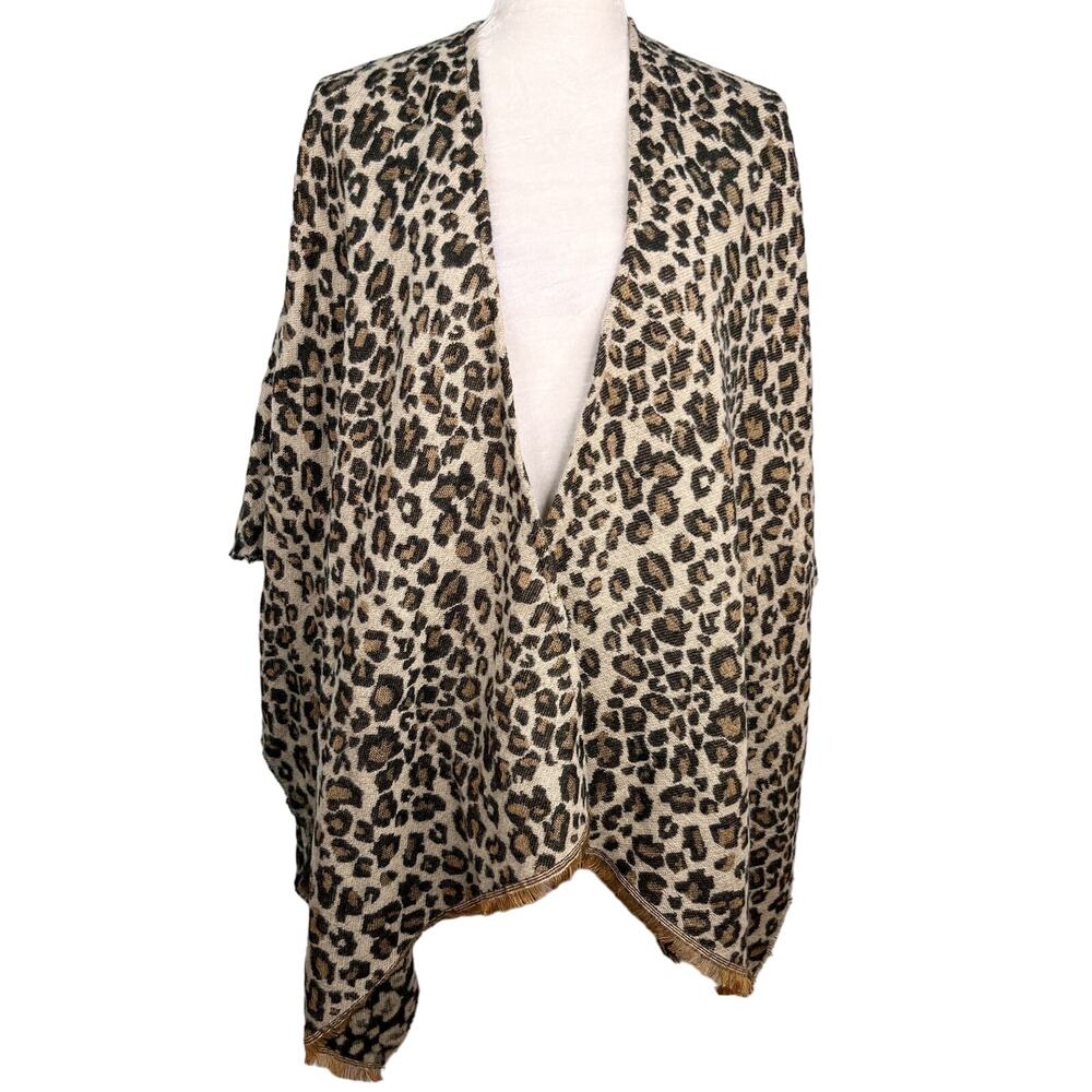 Altare Poncho Cape Animal Print Taupe Brown Black One Size New